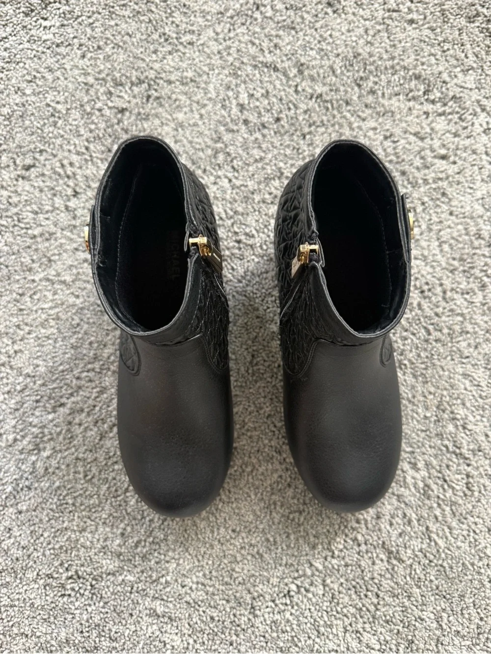 Michael Kors Kids Black Quilted Wedge Ankle Boots